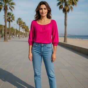 Cashmere blend Hot Pink  Sweater Top by Ann Taylor.